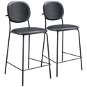 Lot de 2 tabourets de bar en simili noir EDMOND