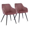 Conjunto de 2 cadeiras de veludo BERTILLE rosa