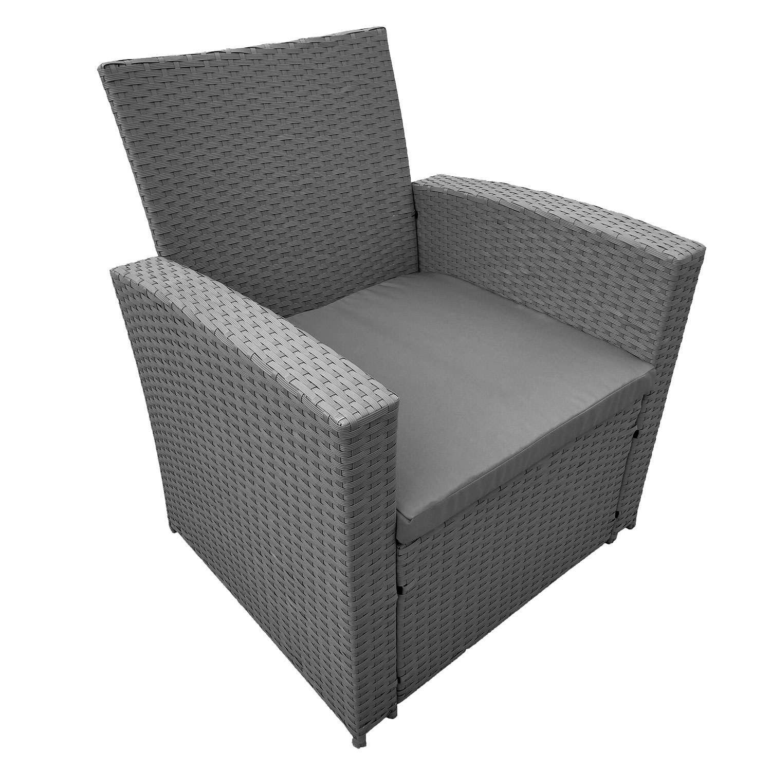 Gartenmöbel COMINO aus grauem Geflecht, 4 Sitzplätze - graue Kissen