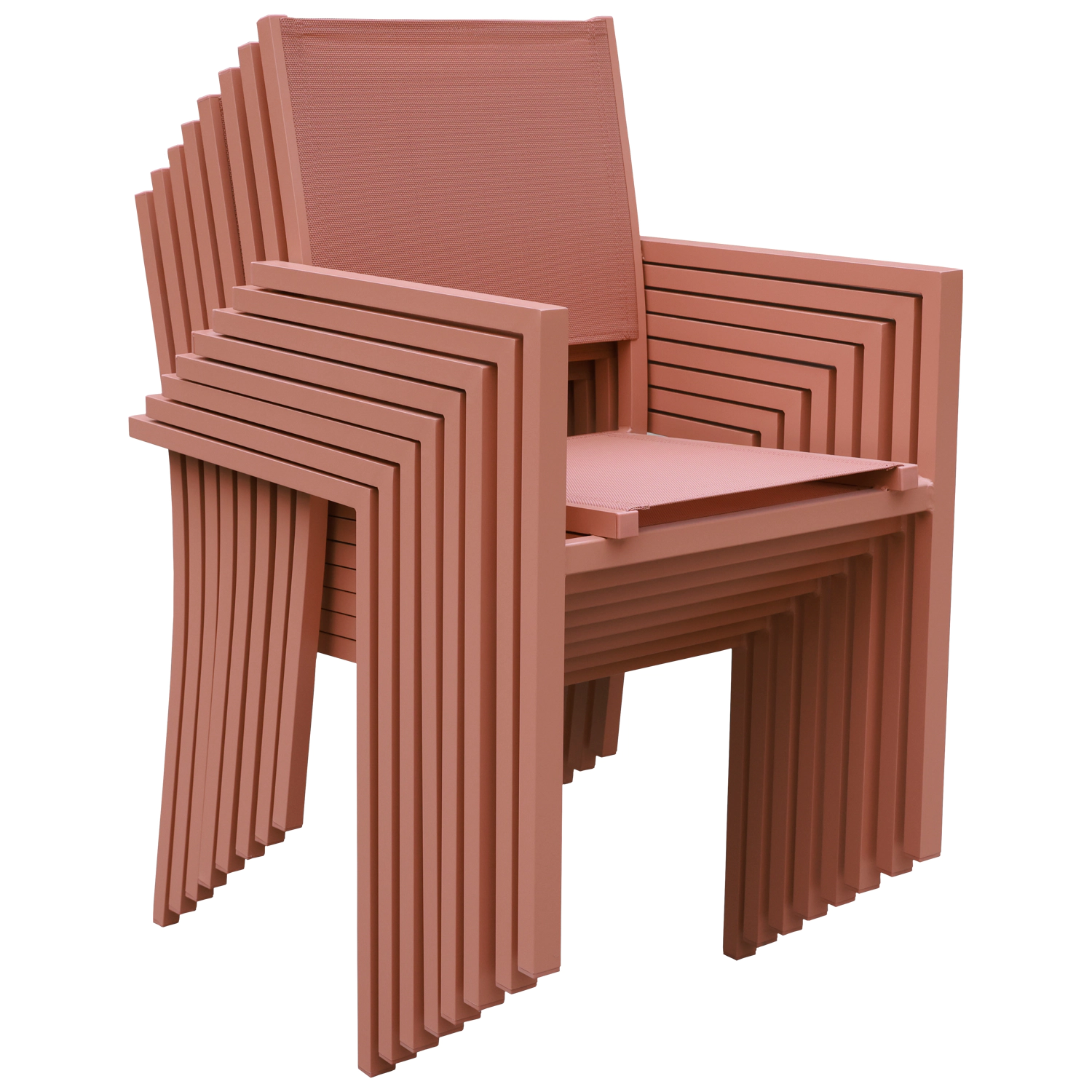 Conjunto de mobiliário de jardim extensível VENEZIA 90/180 em terracota textilene 8 lugares - terracota alumínio