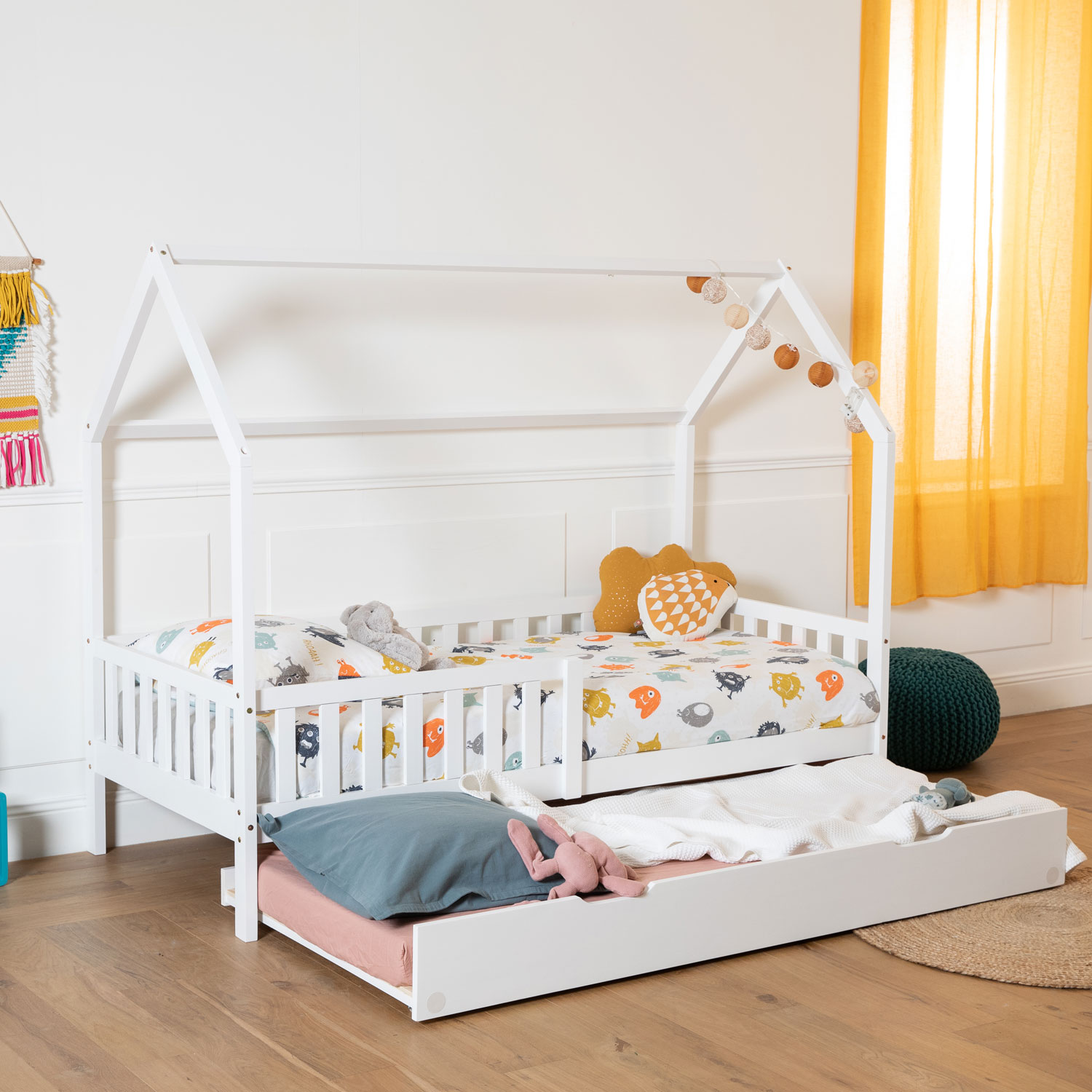 Ausziehbares Hüttenbett für Kinder 190x90cm weiß MARCEAU