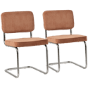 Lot de 2 chaises cantilever en velours côtelé terracotta MARIA