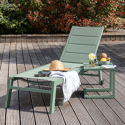 Conjunto de tumbona y mesa auxiliar BARBADOS de textilene verde salvia - aluminio verde salvia
