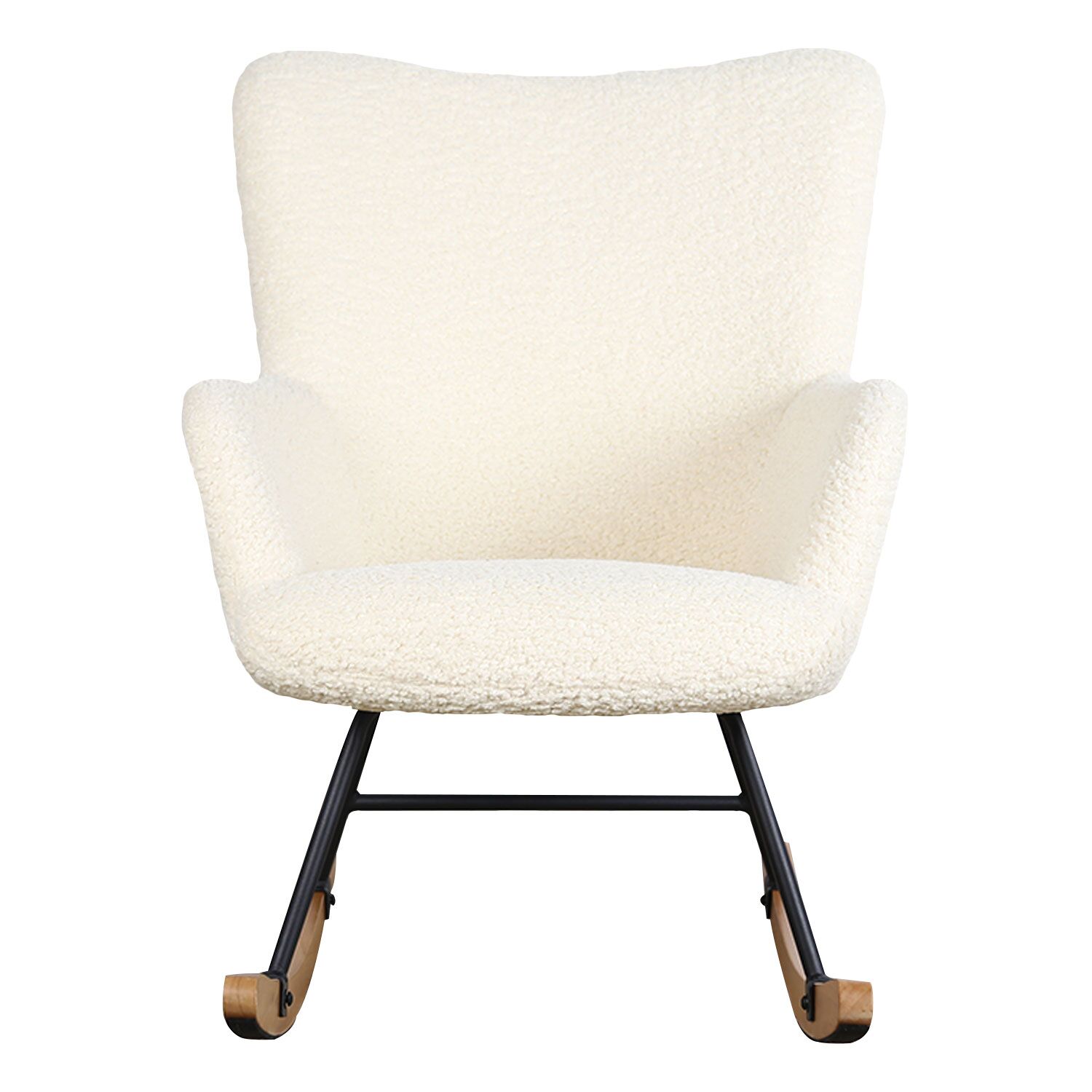 Fauteuil à bascule en tissu bouclette écru KAIRA