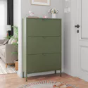 Meuble à chaussures 3 portes en métal vert kaki MARION