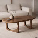 Mesa de centro em madeira maciça de manga tingida escura 120cm