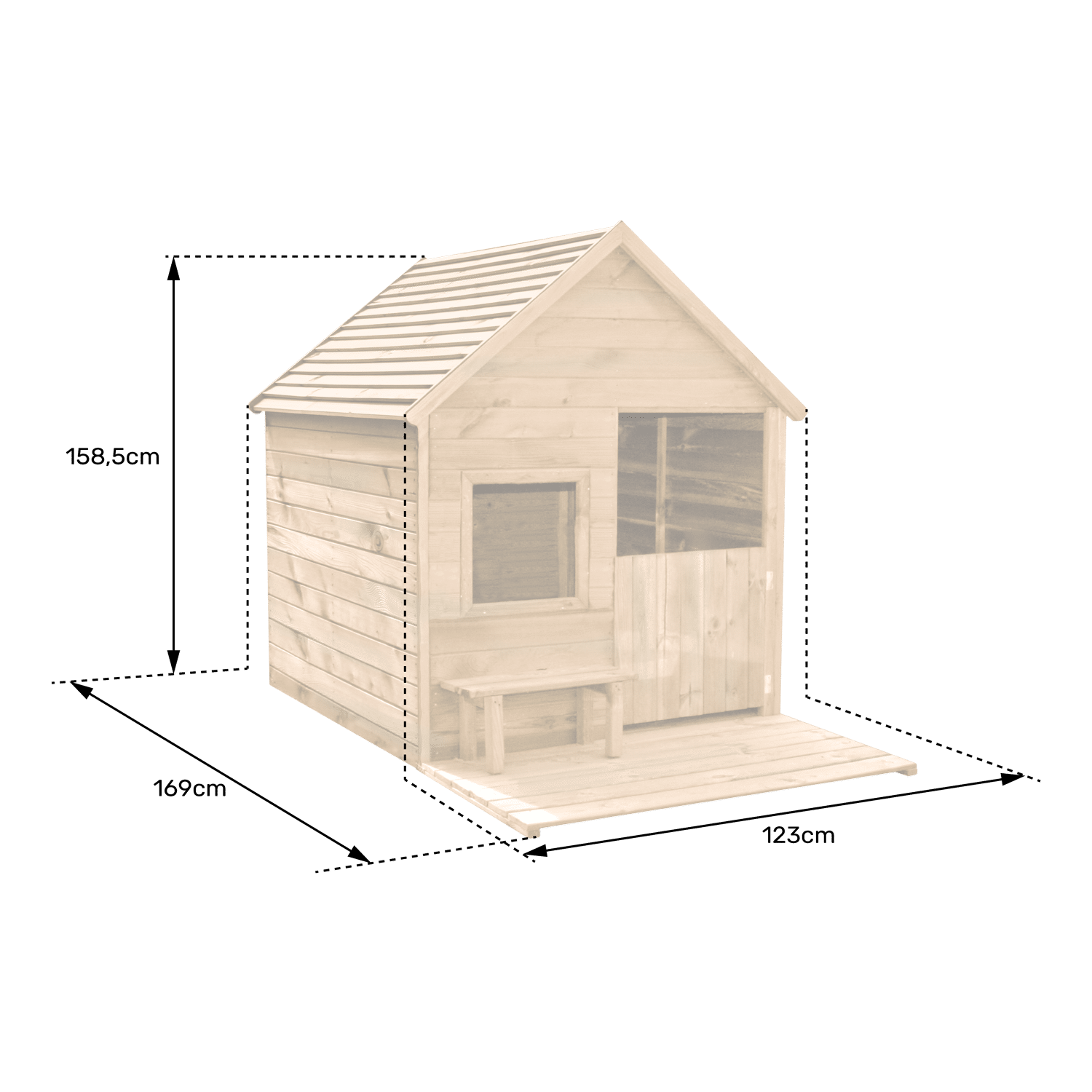 Soulet - Cabane en bois avec terrasse et banc pour enfants HEIDI