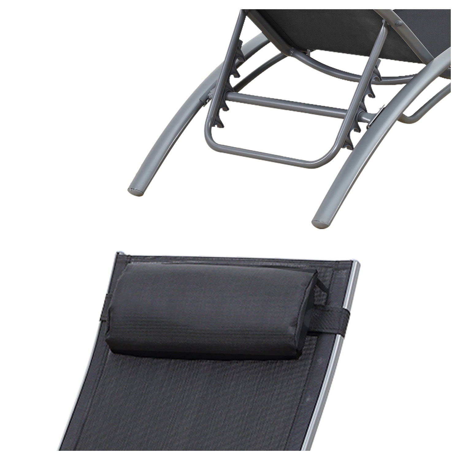Set di 2 sedie a sdraio GALAPAGOS in textilene grigio - alluminio grigio