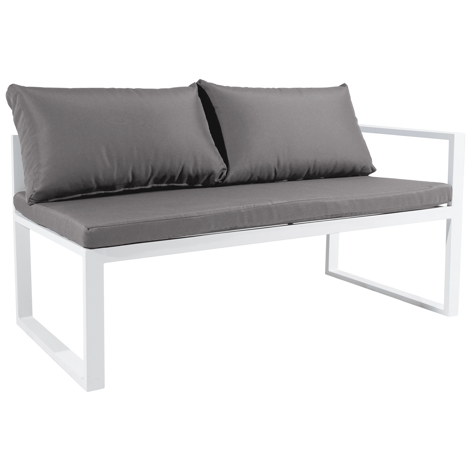 Salon de jardin modulable IBIZA en tissu gris 4 places - aluminium blanc