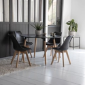 MARTHA ronde tafel 120cm en 4 stoelen NORA zwart