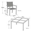 CAGLIARI grijs textilene tuinset 8 zitplaatsen - wit aluminium