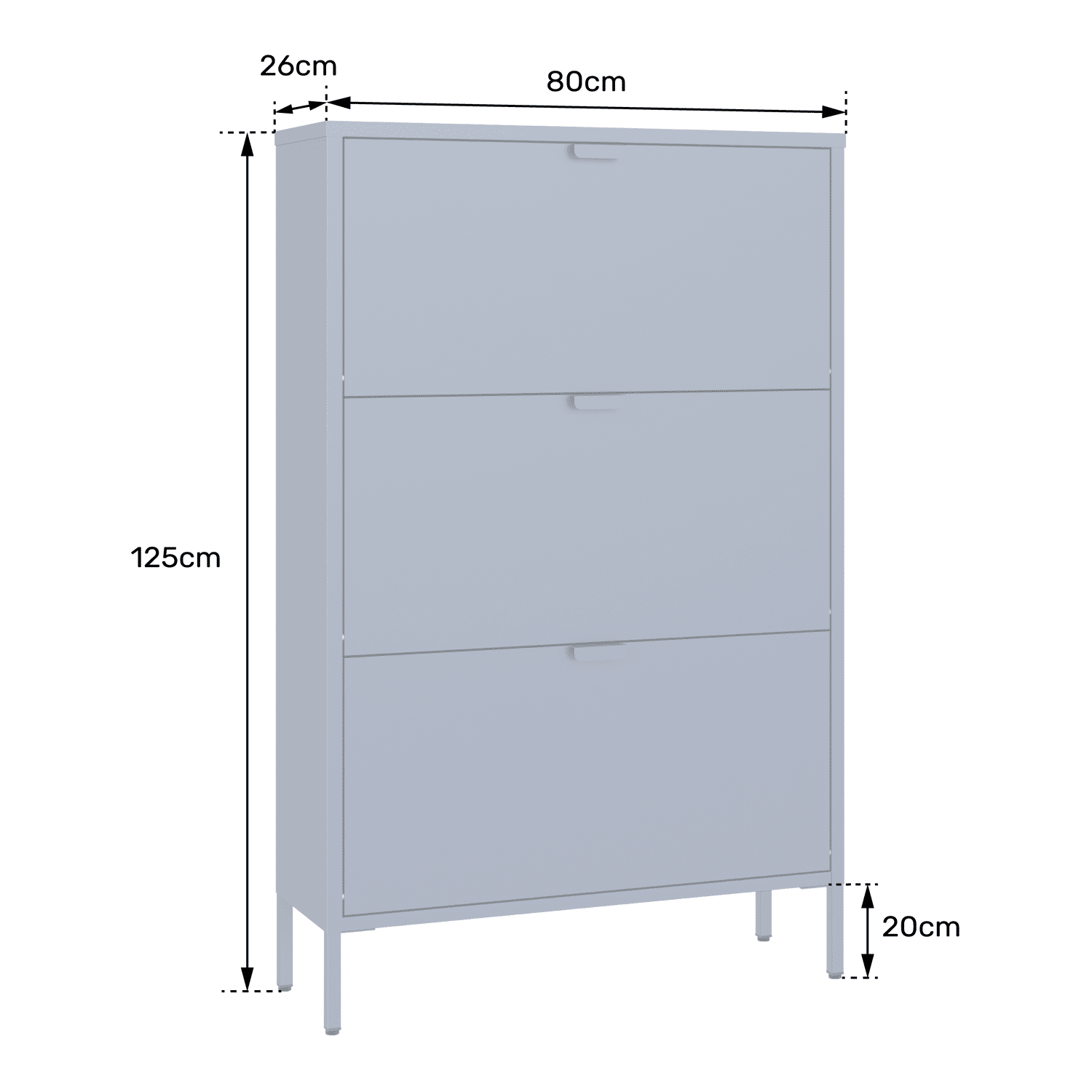 Mueble zapatero MARION 3 puertas metal blanco