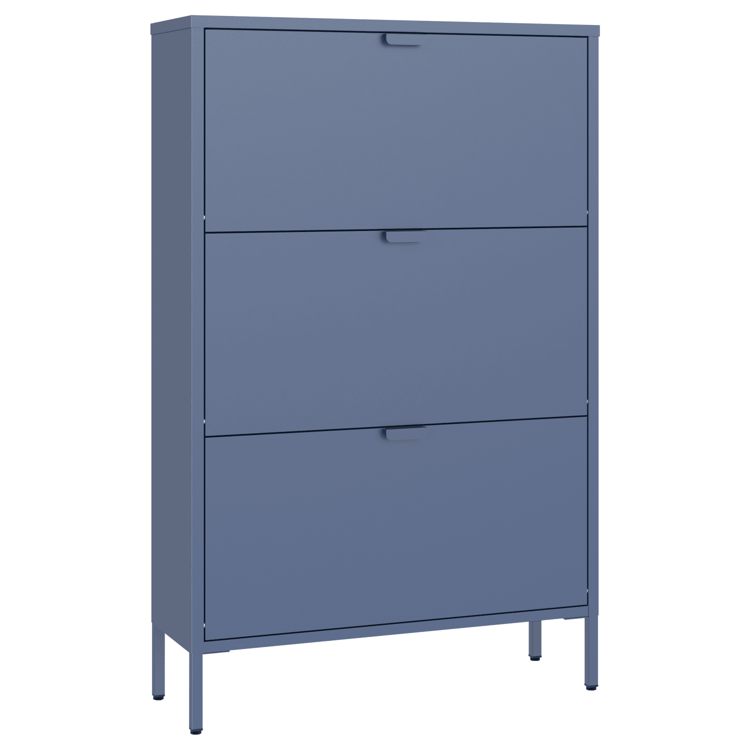 Mueble zapatero MARION 3 puertas metal gris azulado