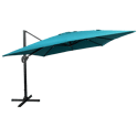 Parasol déporté MOLOKAI carré 3x3m bleu + housse