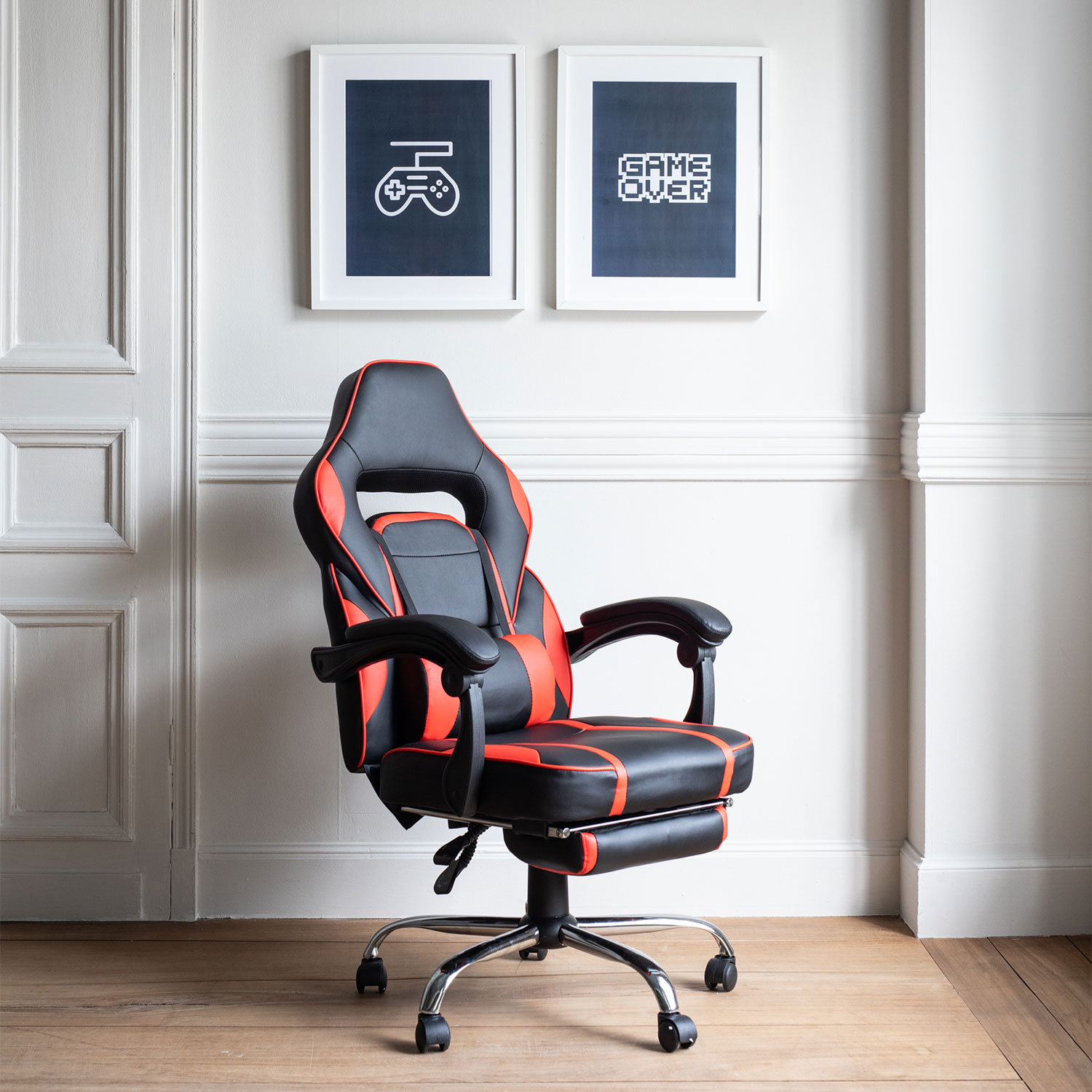 Fauteuil de bureau gamer noir et rouge LINK