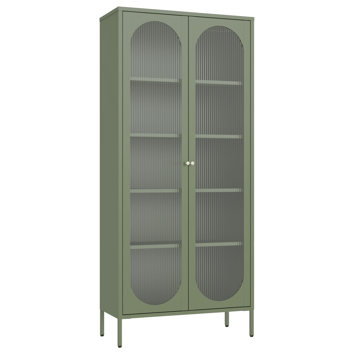 Armoire en métal vert kaki et verre 180cm YASMINE