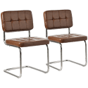 Lot de 2 chaises cantilever en simili marron MARIA