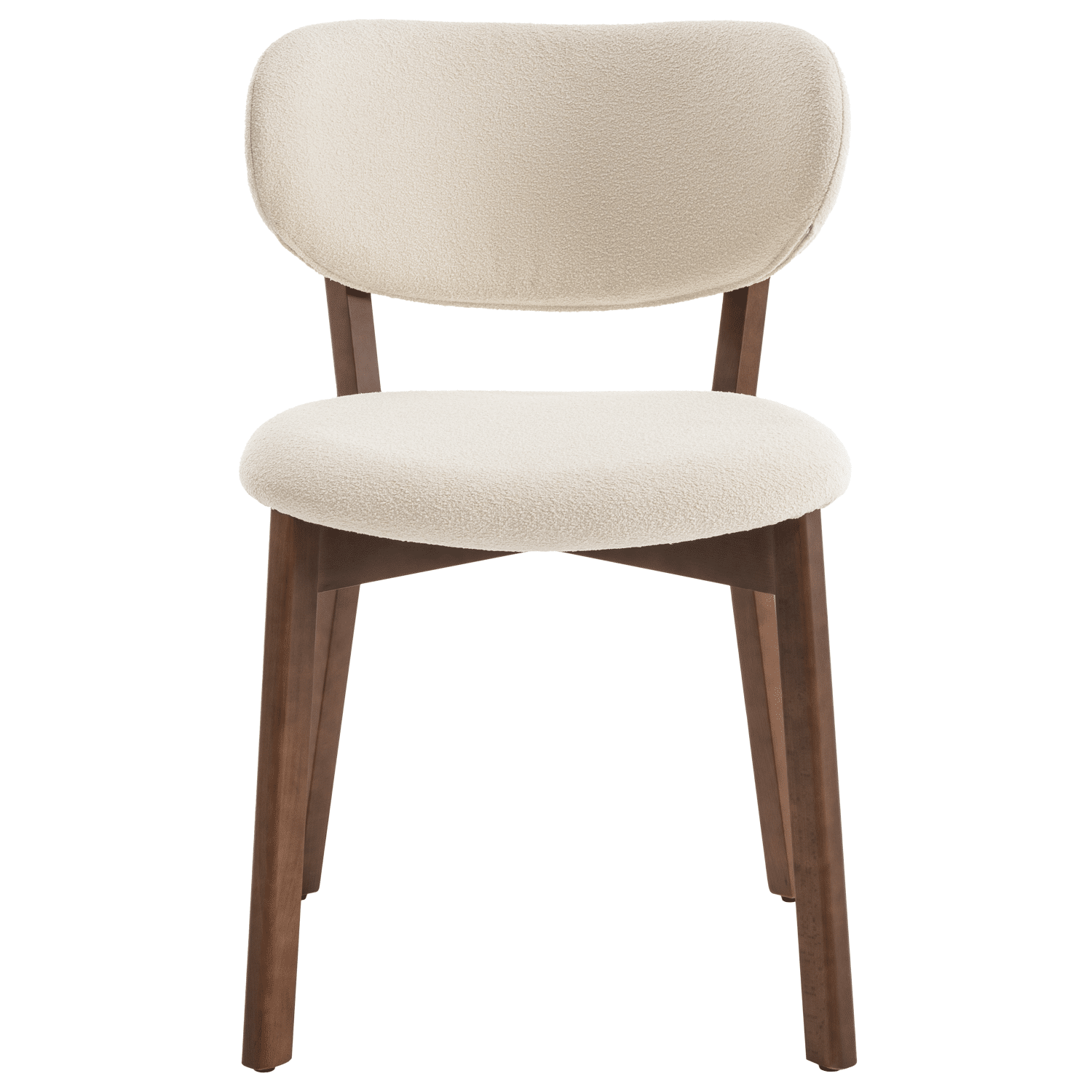 Lote de 2 sillas AURA de madera oscura y tela boucle beige