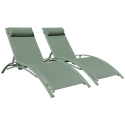 Set van 2 GALAPAGOS ligstoelen in saliegroen textilene - saliegroen aluminium