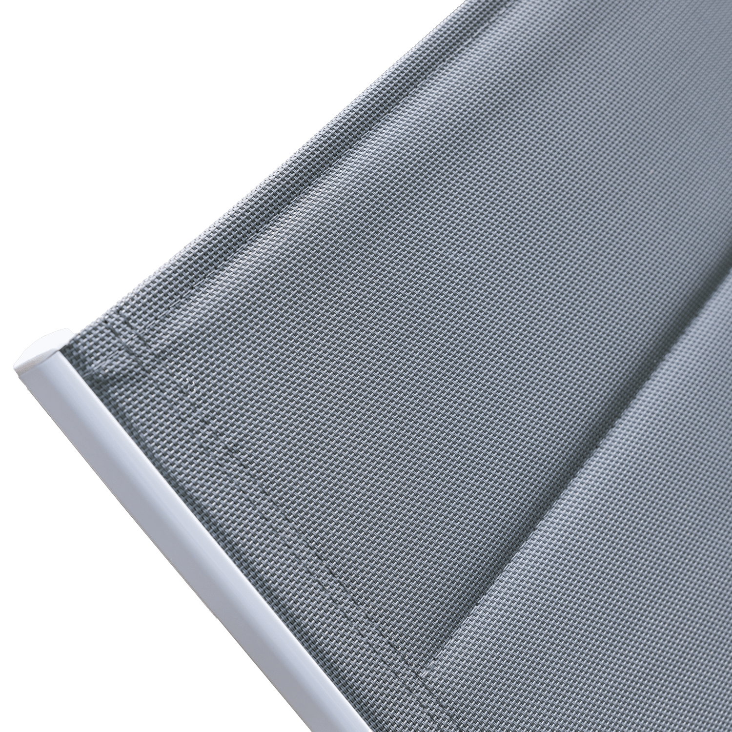 Conjunto de 2 espreguiçadeiras BARBADOS em textilene cinzento e mesa de apoio - alumínio branco