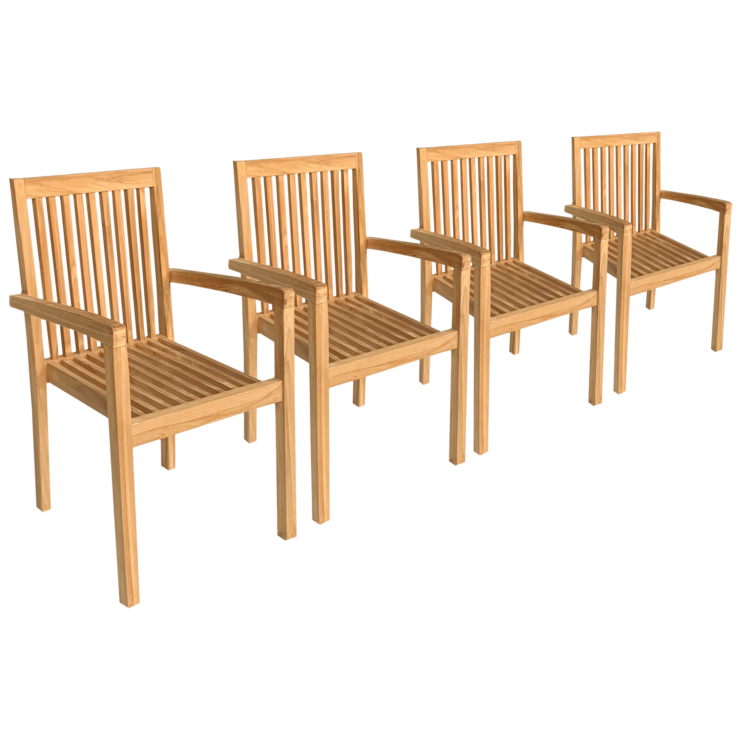 Lot de 4 chaises de jardin JAVA empilables en teck