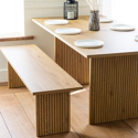 Ensemble table 180cm et 2 bancs style scandinave ALMA