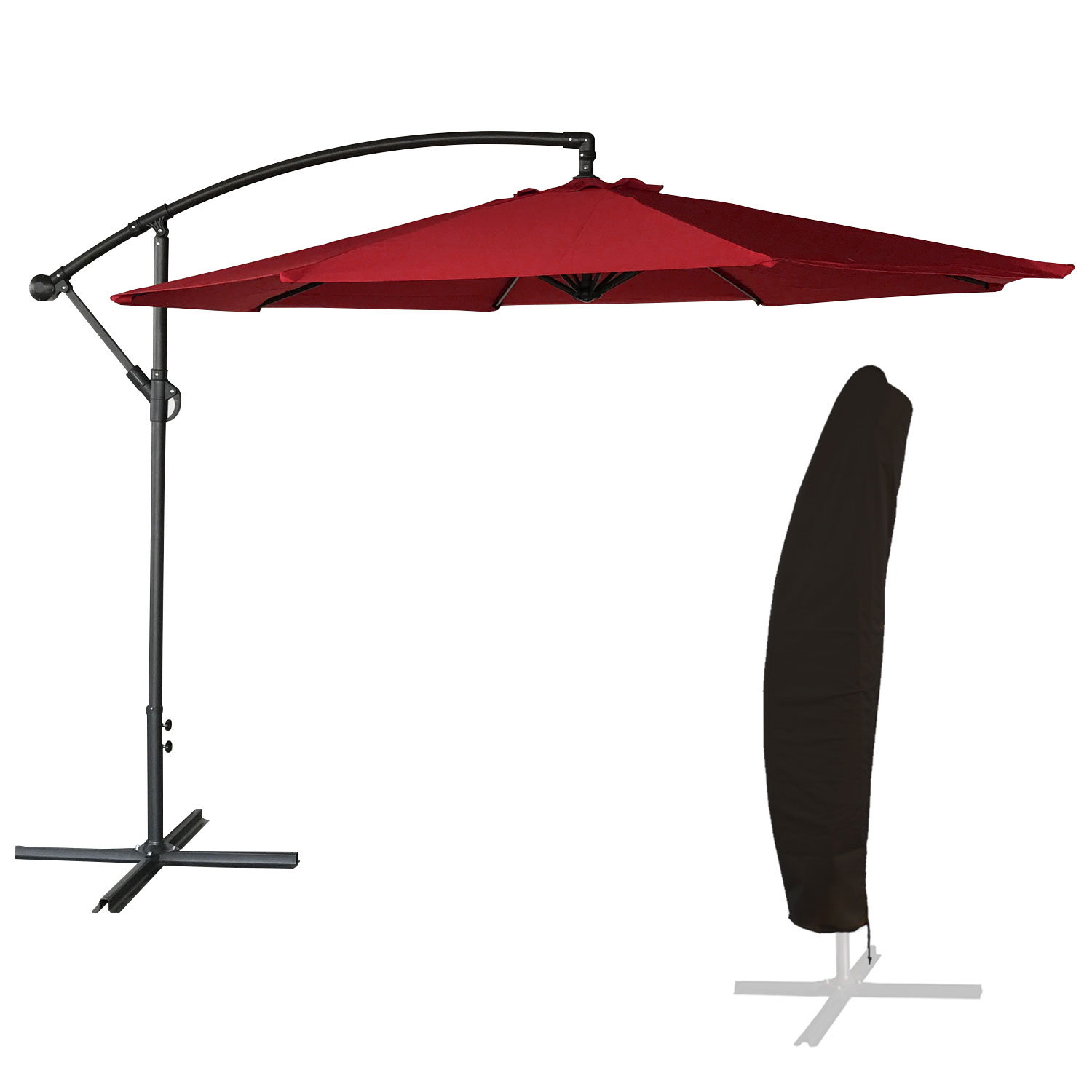 OAHU ombrellone rotondo diametro 3,50m rosso + copertura