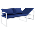 Salon de jardin modulable IBIZA en tissu bleu 7 places - aluminium blanc