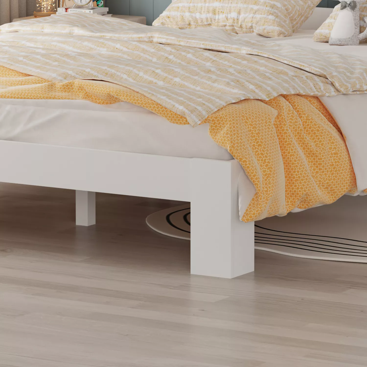 Letto in legno con testiera 140x200cm bianco FINN