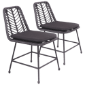 Set di 2 sedie in rattan sintetico nero con cuscini OKA
