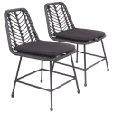 Lot de 2 chaises en rotin synthétique noires avec coussins OKA