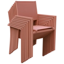 Conjunto de muebles de jardín de teca JAVA con sillas de aluminio terracota - 8 plazas