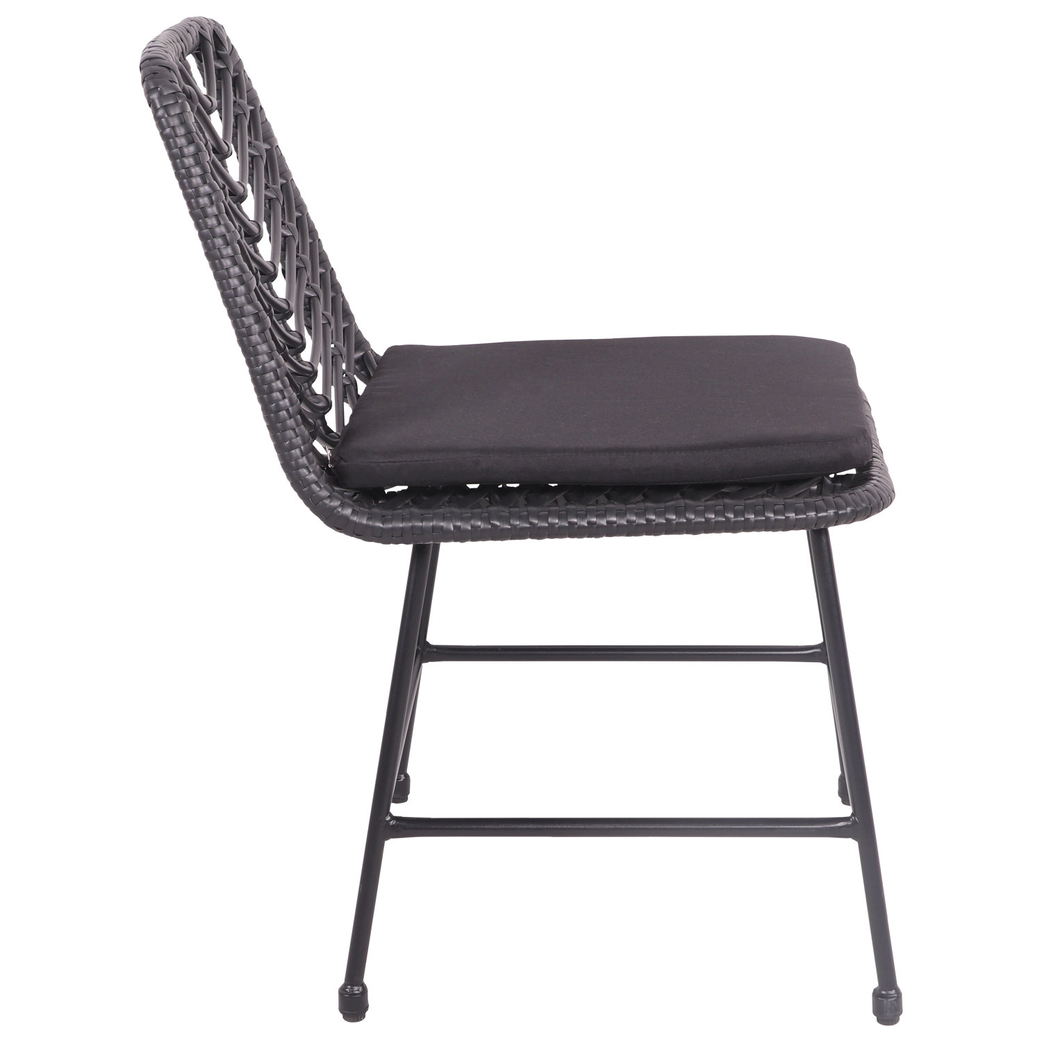 Lot de 2 chaises en rotin synthétique noires avec coussins OKA