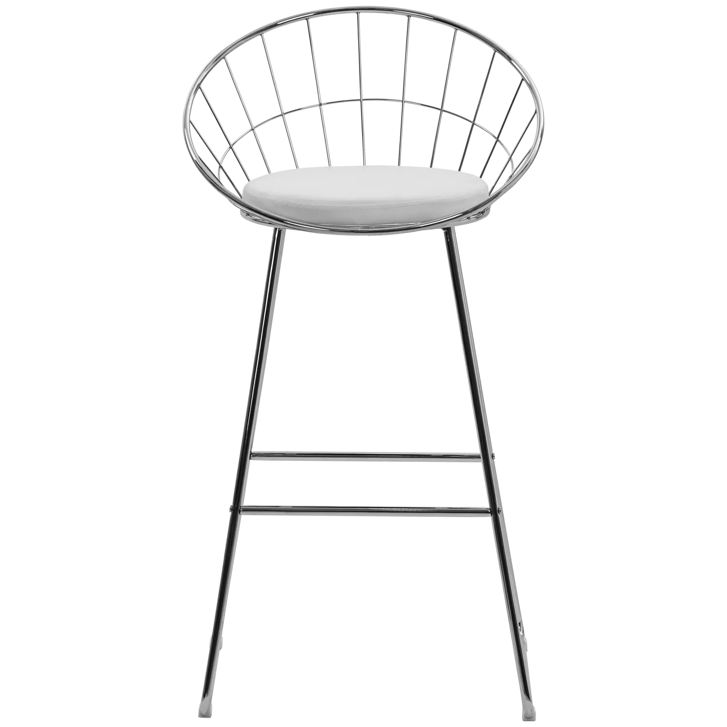 Lot de 2 tabourets de bar 75cm en métal chromé et coussin blanc ALEX