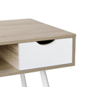 Bureau scandinave bois, tiroirs blancs BJORN