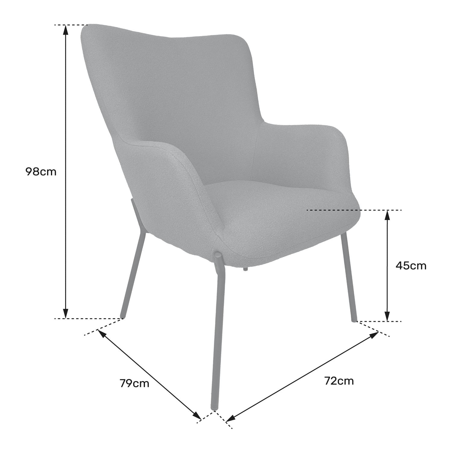 EIRA grijze fauteuil van lusstof