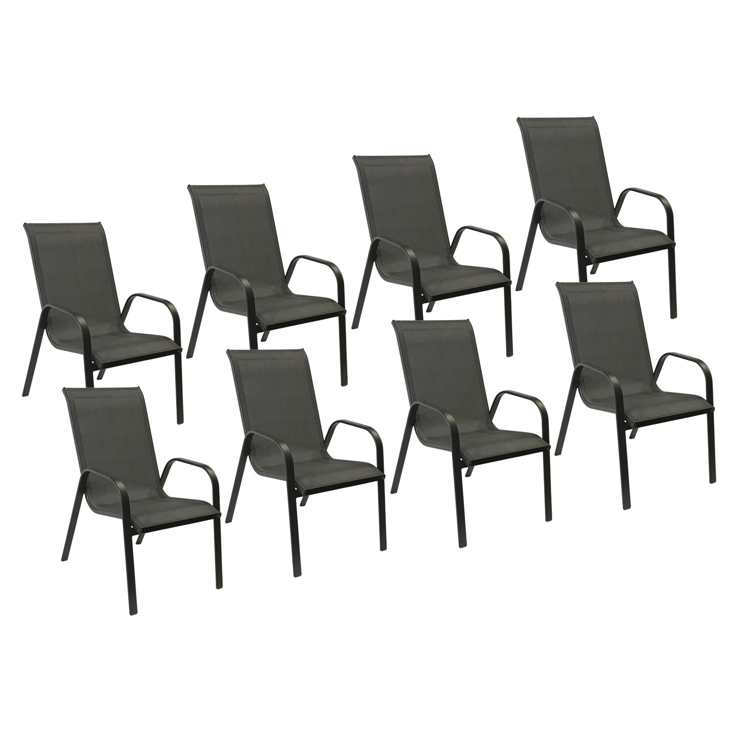 Set di 8 sedie MARBELLA in textilene grigio - alluminio grigio antracite