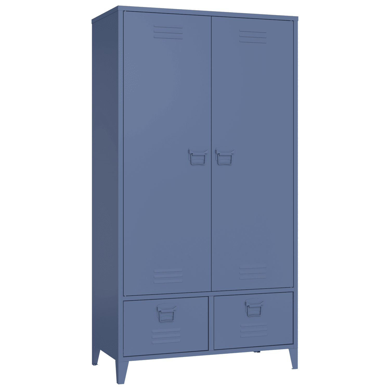 Armoire en métal 2 portes avec penderie bleu gris