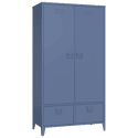 Armoire en métal 2 portes avec penderie bleu gris