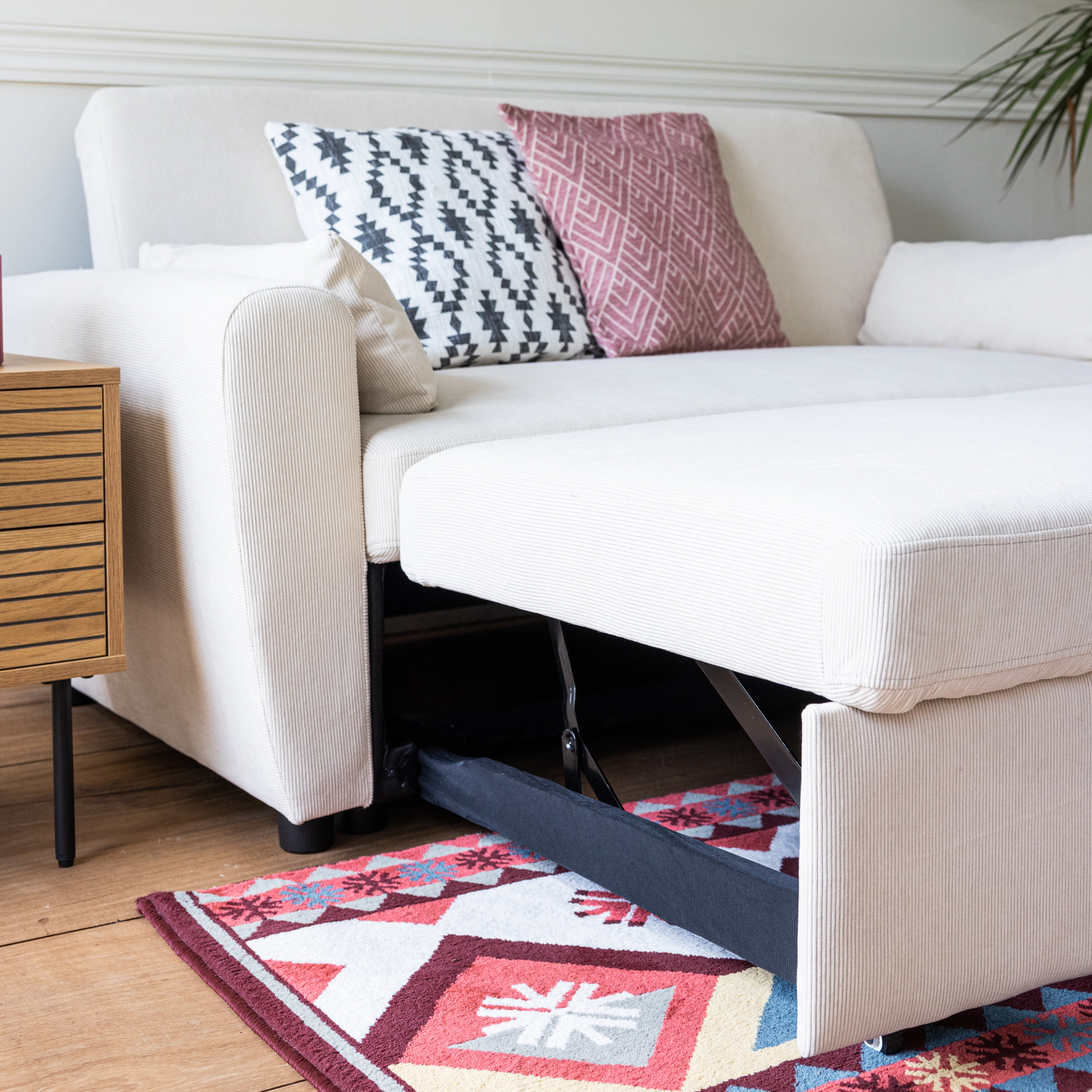 Beigefarbenes 2-Sitzer-Cord-Couch-Sofa MATT