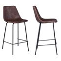 Pack de 2 taburetes de bar vintage LUCIEN marrón Altura del asiento 65cm