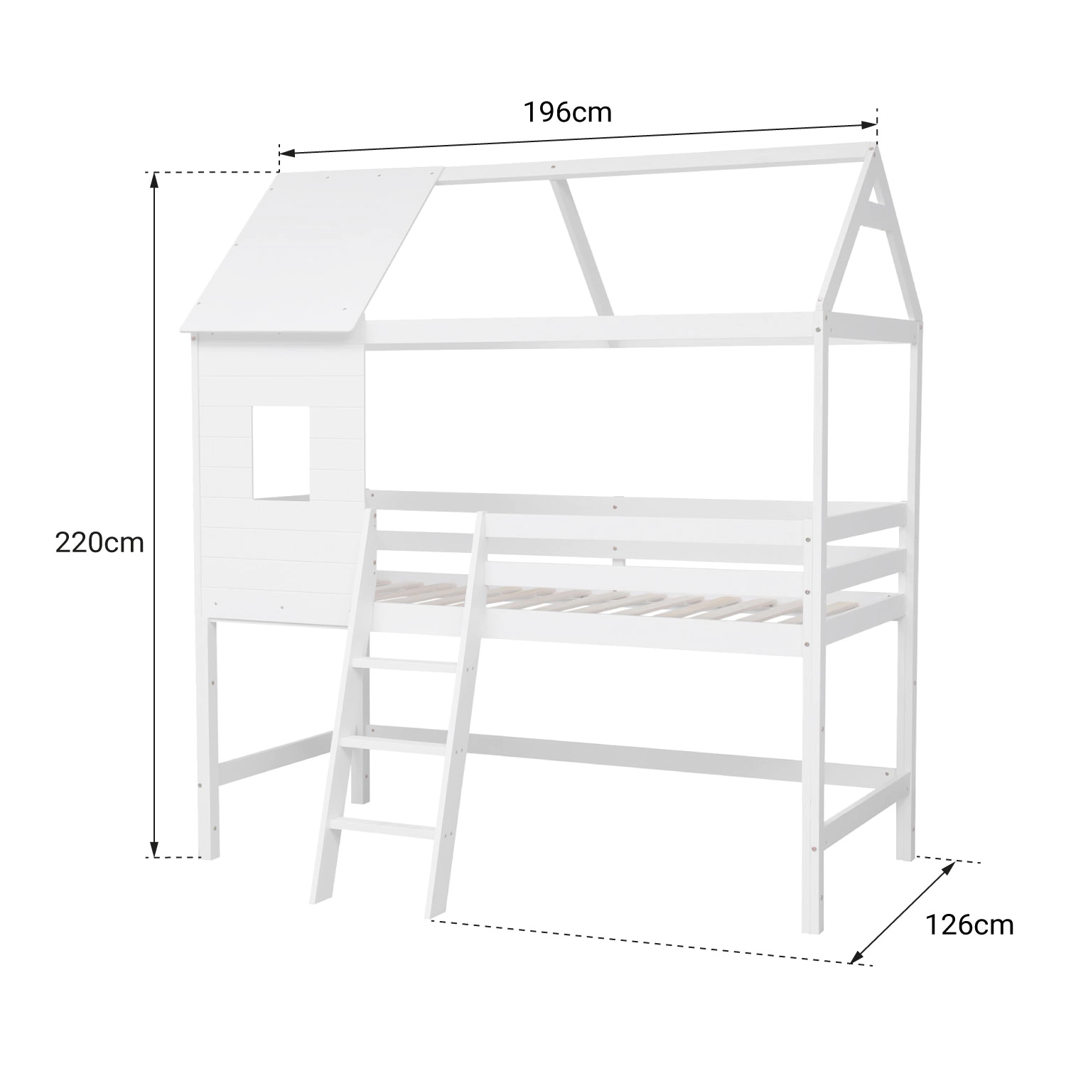 Mezzanine-Hüttenbett für Kinder 190x90cm weiß MARGOT