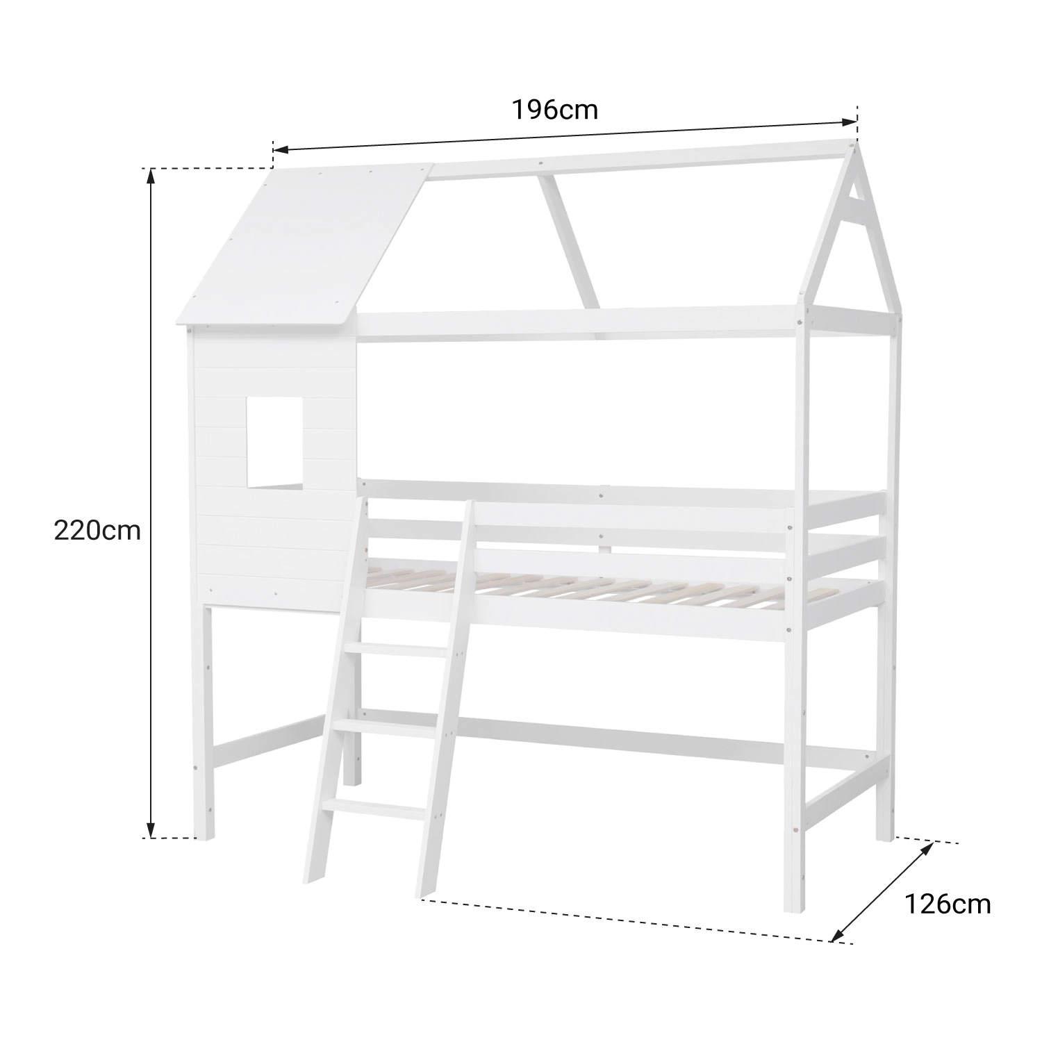 Tussenbed voor kinderen 190x90cm wit MARGOT