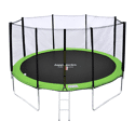Cama elástica de 370cm reversible azul/verde, Pack trampolín PERTH + red de seguridad + escalera + lona + kit de anclaje.