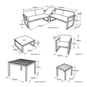 Set di mobili da giardino componibili IBIZA in tessuto blu, 7 posti a sedere - alluminio bianco