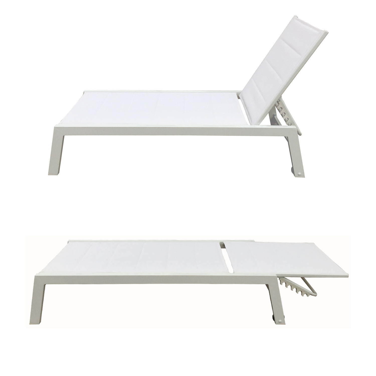 Lot de 2 bains de soleil BARBADOS en textilène blanc - aluminium blanc