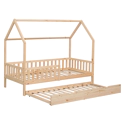 Ausziehbares Hüttenbett für Kinder 190x90cm aus Holz MARCEAU