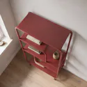 Console design en métal rouge carmin