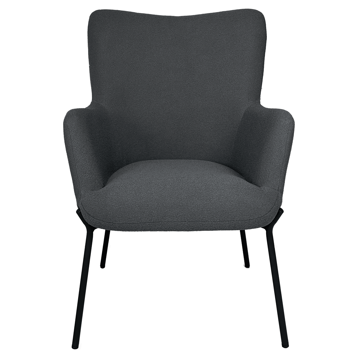 Fauteuil en tissu boucle gris avec repose-pieds EIRA