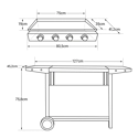 Plancha au gaz MÉRIDA 4 brûleurs + chariot